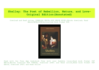 PDF) Shelley The Poet of Rebellion  Nature  and Love-Original Edition(Annotated) EBook