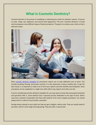 What Is Cosmetic Dentistry?