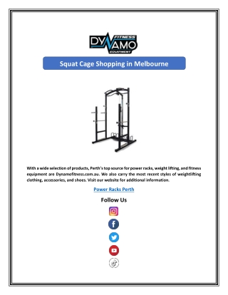 Squat Cage Shopping in Melbourne