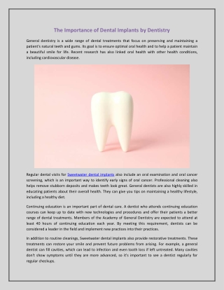 The Importance of Dental Implants by Dentistry