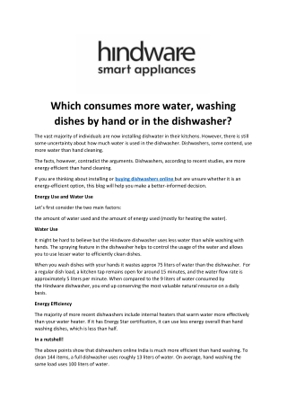 Which consumes more water, washing dishes by hand or in the dishwasher