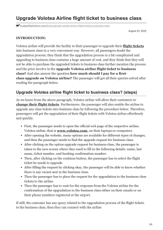 Upgrade Volotea Airline flight ticket to business class