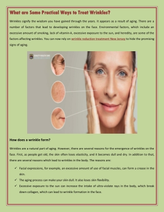 What are Some Practical Ways to Treat Wrinkles