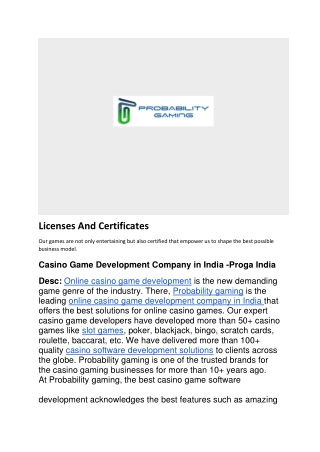 Licenses And Certificates