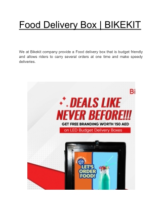 Food Delivery Box  | BIKEKIT