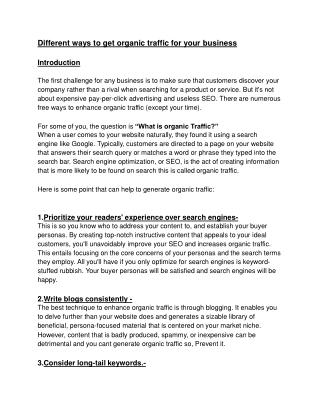 Different ways to get organic traffic for your business