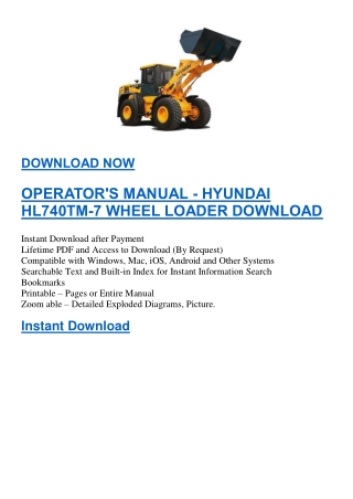 OPERATOR'S MANUAL - HYUNDAI HL740TM-7 WHEEL LOADER DOWNLOAD