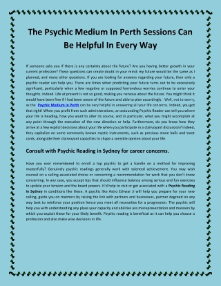 The Psychic Medium In Perth Sessions Can Be Helpful In Every Way