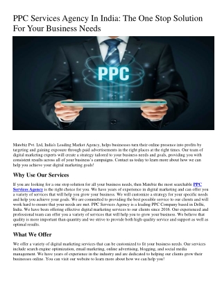 PPC Services Agency In India