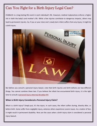 Can You Fight for a Birth Injury Legal Case