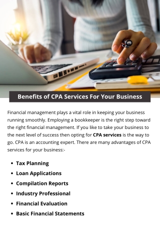 Benefits of CPA Services For Your Business