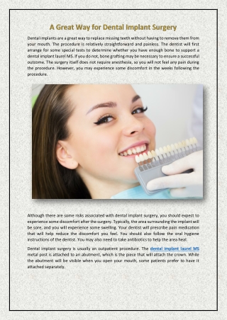 A Great Way for Dental Implant Surgery