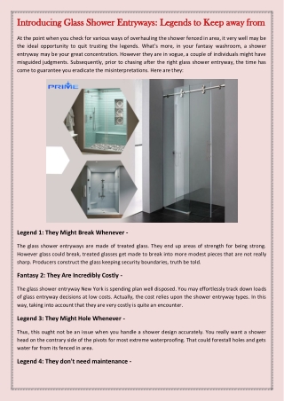 Introducing Glass Shower Entryways Legends to Keep away from