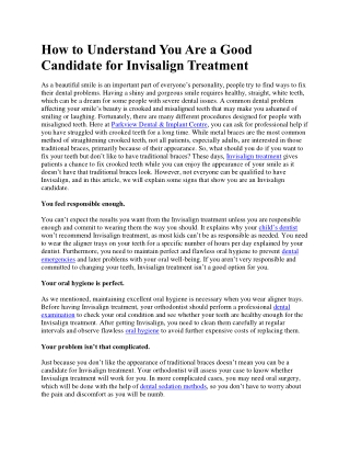 How to Understand You Are a Good Candidate for Invisalign Treatment