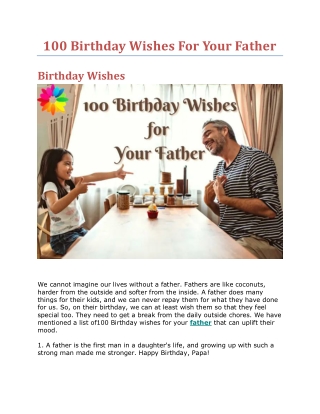 100 Birthday Wishes For Your Father
