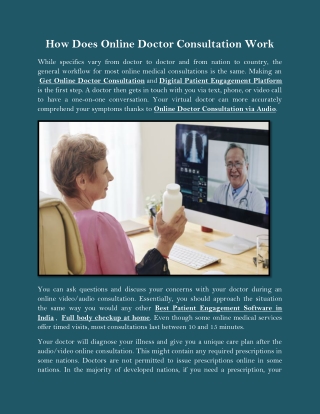 How Does Online Doctor Consultation Work