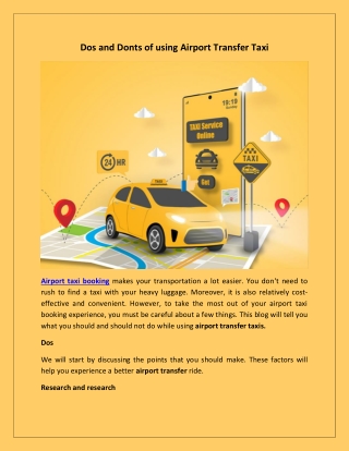 Dos and Donts of using Airport Transfer Taxi