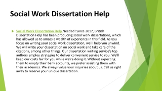 Social Work Dissertation Help