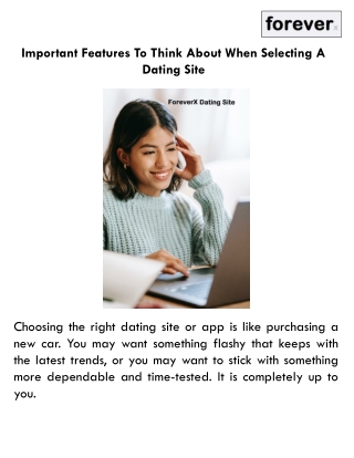 Important Features To Think About When Selecting A Dating Site