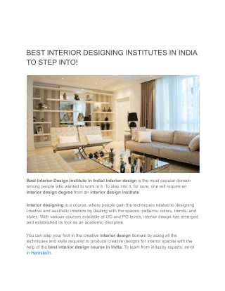 BEST INTERIOR DESIGNING INSTITUTES IN INDIA TO STEP INTO