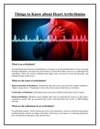 Things to Know about Heart Arrhythmias