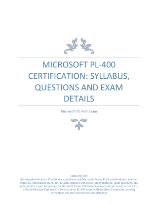 Microsoft PL-400 Certification: Syllabus, Questions and Exam Details