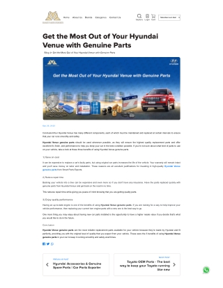 Get the Most Out of Your Hyundai Venue with Genuine Parts