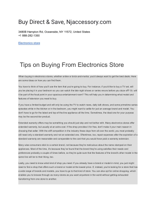 Buy Direct & Save, Njaccessory