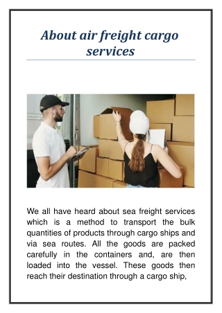 About air freight cargo services