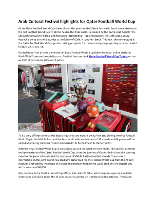 Arab Cultural Festival highlights for Qatar Football World Cup