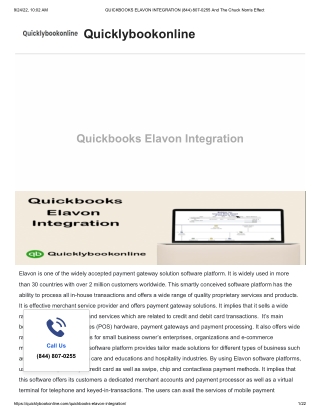 QUICKBOOKS ELAVON INTEGRATION (844) 807-0255