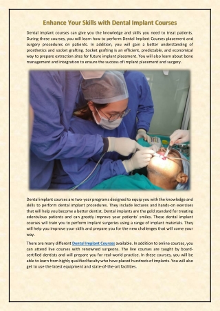 Enhance Your Skills with Dental Implant Courses