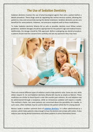 The Use of Sedation Dentistry