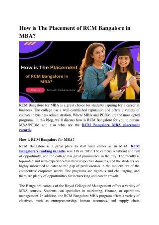 How is The Placement of RCM Bangalore in MBA