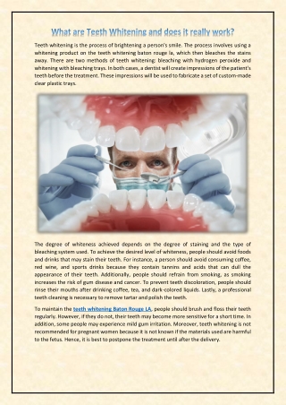 What are Teeth Whitening and does it really work?