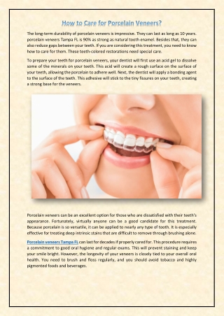 How to Care for Porcelain Veneers?