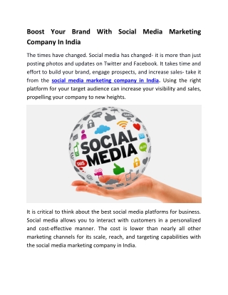 Boost Your Brand With Social Media Marketing Company In India