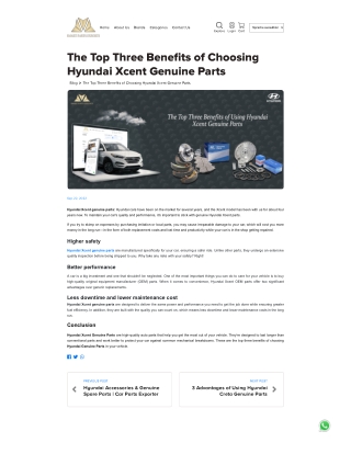 The Top Three Benefits of Choosing Hyundai Xcent Genuine Parts