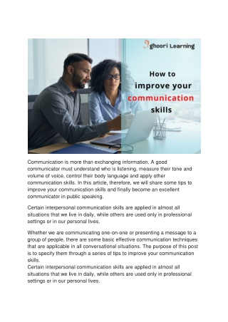 How to improve Communication Skill