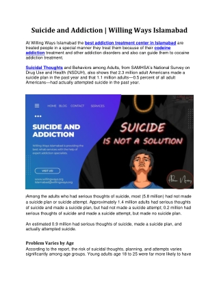 Suicide and Addiction the relation in between of them