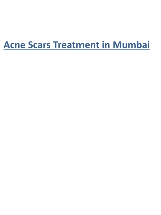 Acne Scars Treatment in Mumbai