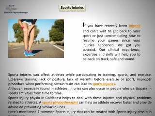 Sports injury physio in Goldcoast