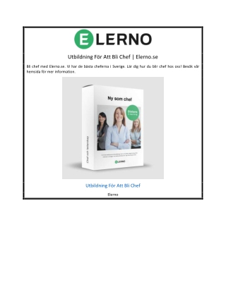 Utbildning För Att Bli Chef | Elerno.se