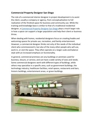 Commercial Property Designer San Diego