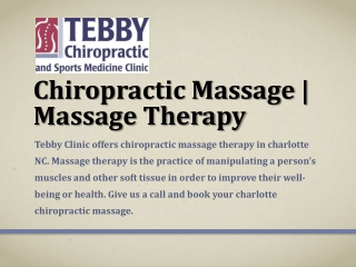 Chiropractic Massage | Massage Therapy | Tebby Clinic