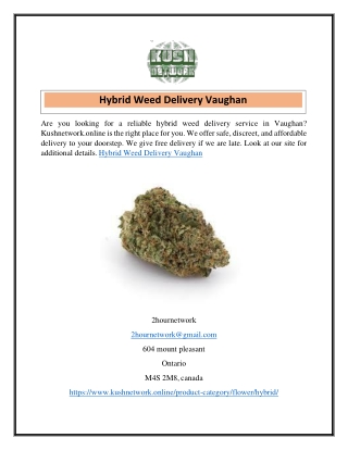 Hybrid Weed Delivery Vaughan  Kushnetwork.online