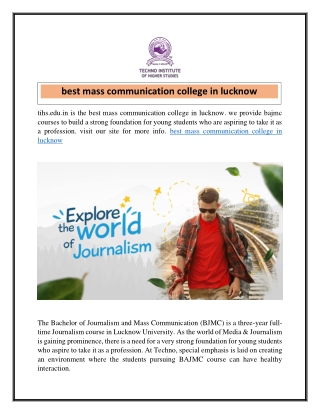 best mass communication college in lucknow  tihs.edu.in