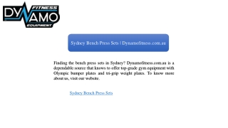 Sydney Bench Press Sets | Dynamofitness.com.au