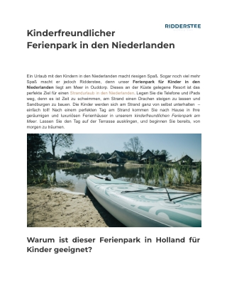 Kinderfreundlicher Ferienpark in den Niederlanden - In Ridderstee