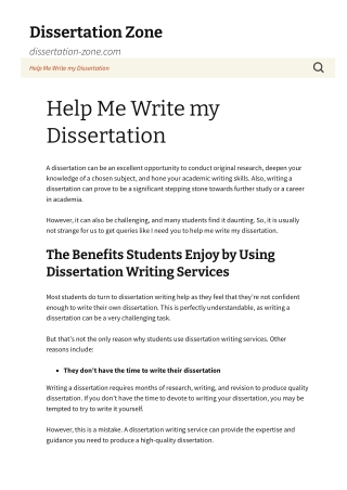 Help Me Write my Dissertation